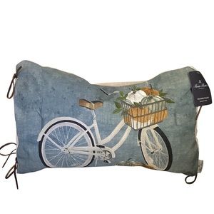 Brooks Brothers Decorative Accent Pillow Features Bicycle & Pumpkins
